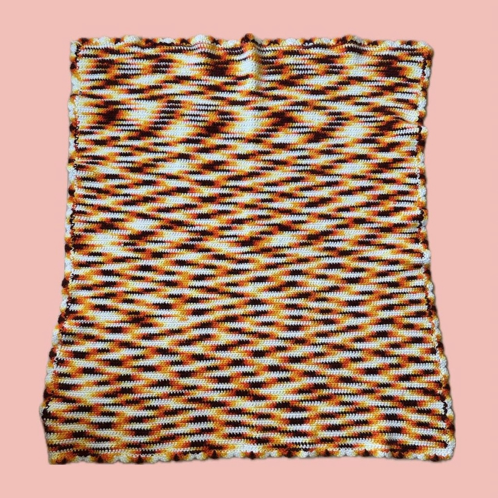 Small Crochet Blanket – Handknit in Fiery 70s Colorway